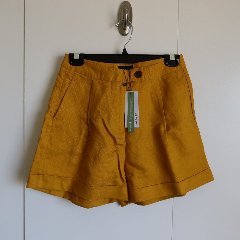 Brand New Mustard Yellow Paper Bag Shorts